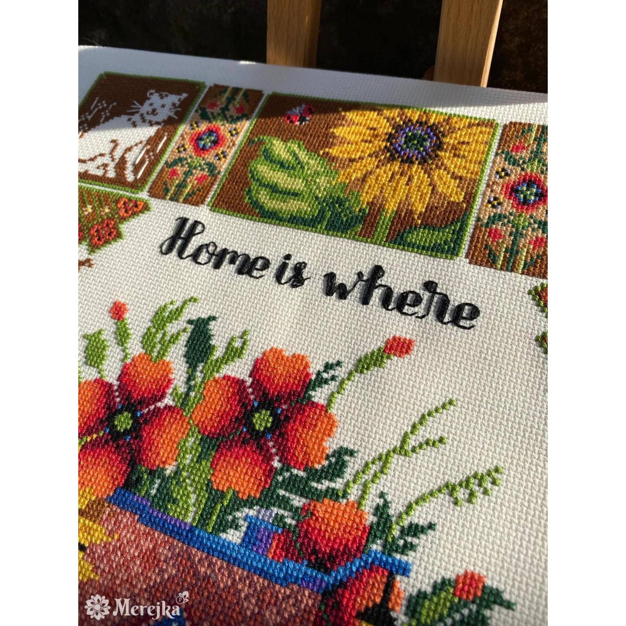 Merejka® Home Is There the Cat Is Counted Cross Stitch Kit
